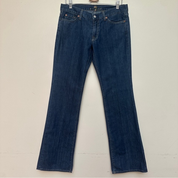 7 For All Mankind Bootcut Jeans Women’s Size 31 Made in USA Dark Wash Denim - Picture 1 of 10